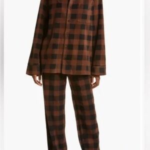 Brown and Black Plaid Pajama Set